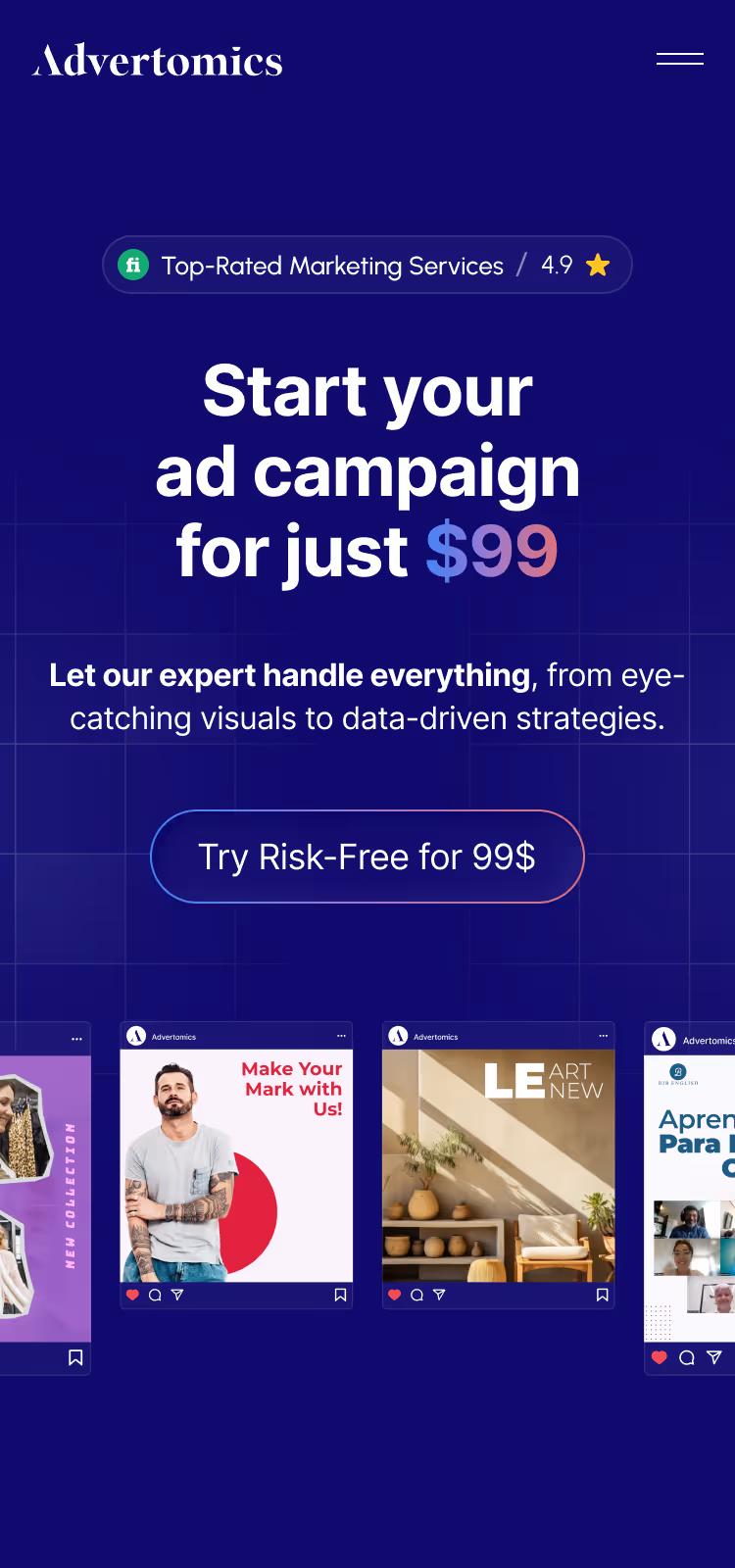 advertomics mobile website design preview