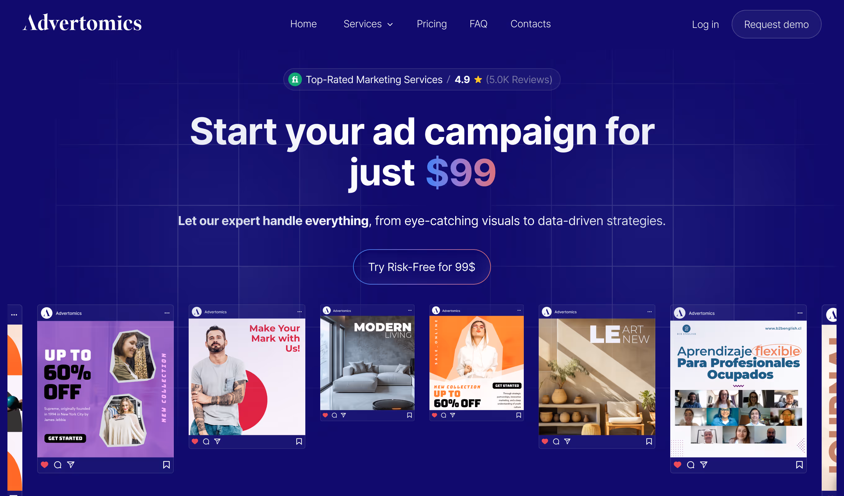 advertomics desktop website design preview