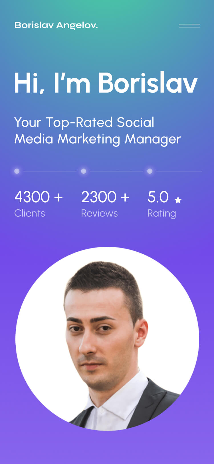 Borislav - website design case study for top-rated Social Media Marketing expert mobile cover