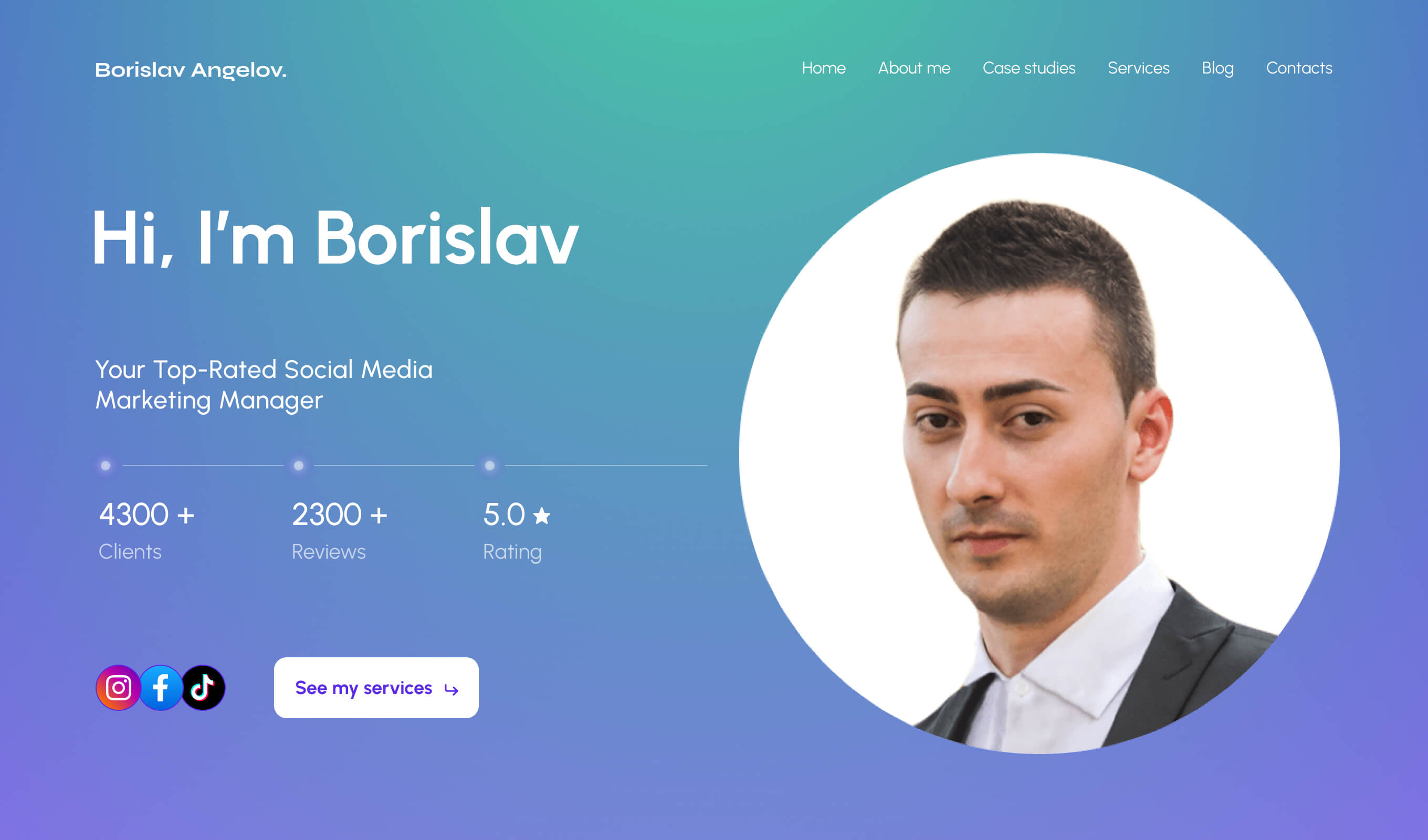 Borislav website design case study for top-rated Social Media Marketing expert desktop cover